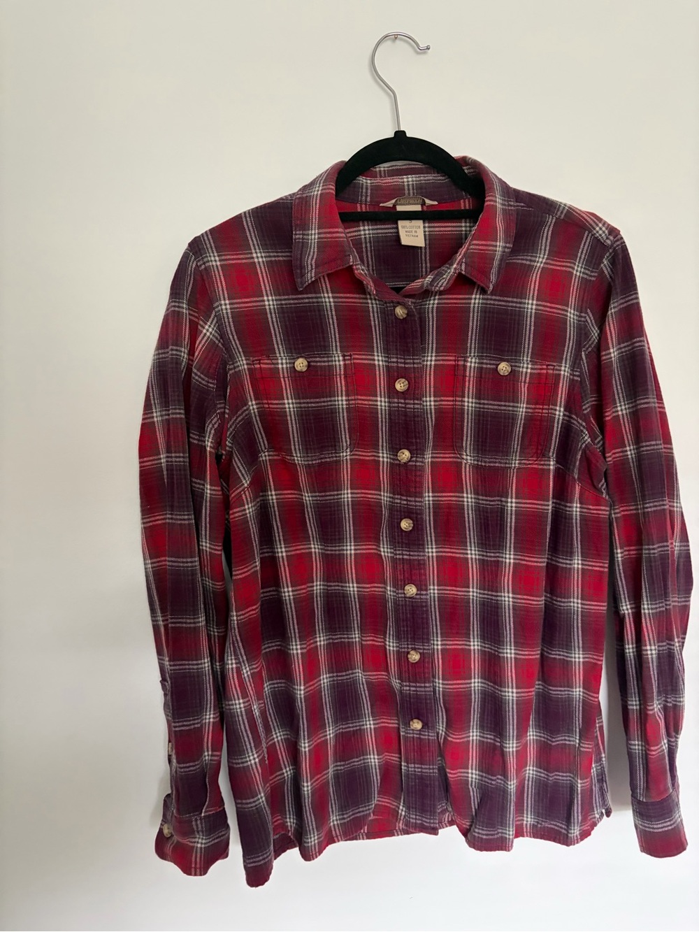 Duluth Trading Co Red Plaid Button-Down Shirt